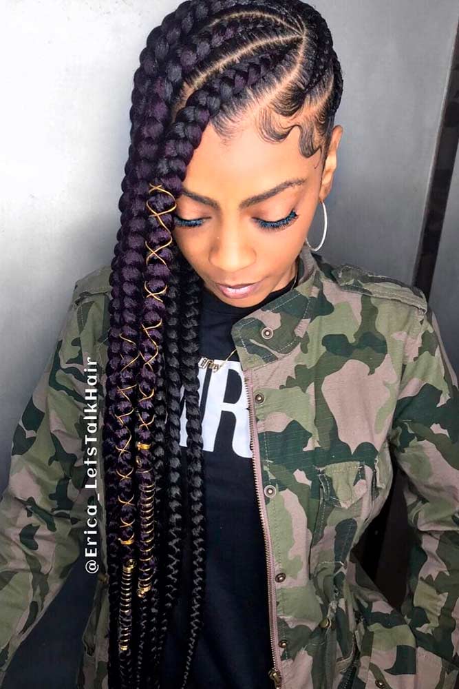 cornrows hairstyles long thick hoop