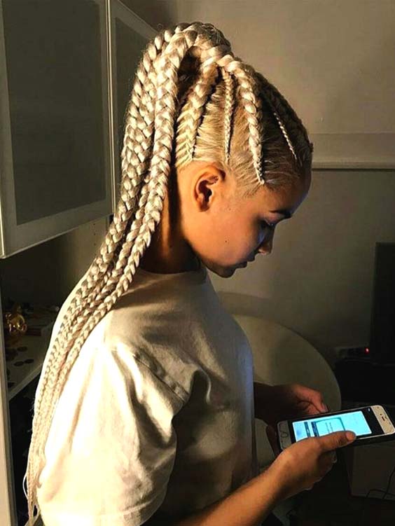 feed in blonde braids for black women