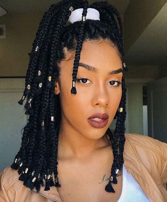 half ponytail box braids