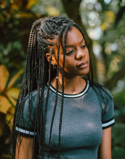 half up box braids