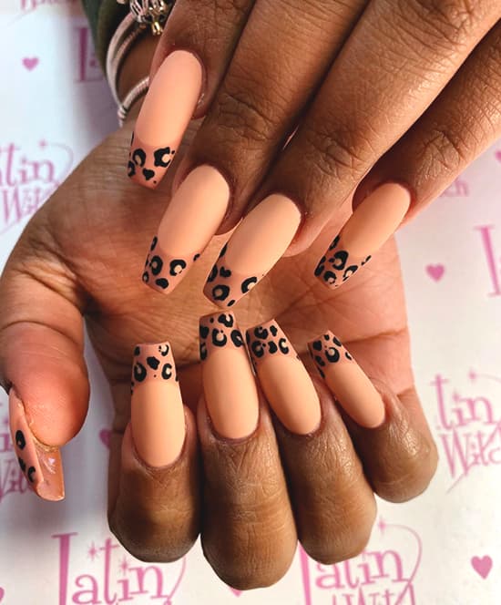 leopard prints french mani nail art idea