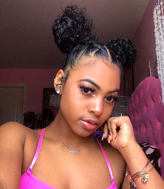 protective double buns hairstyle