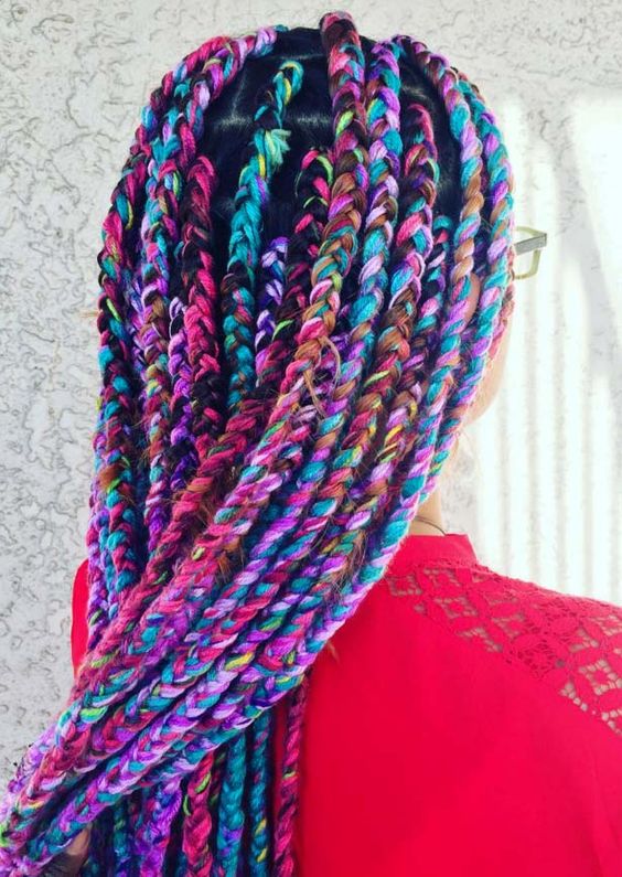 rainbow yarn braids