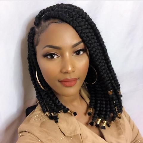 side part Jumbo Box Braids