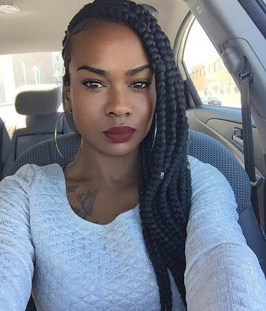 side swept box braids