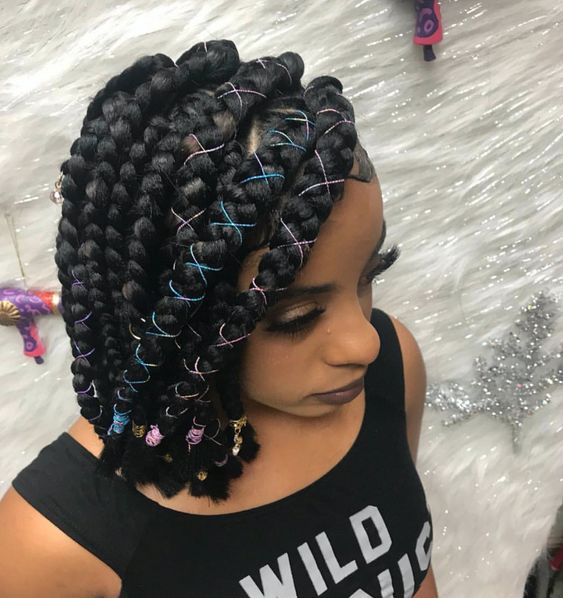 side swept chunky bob braids