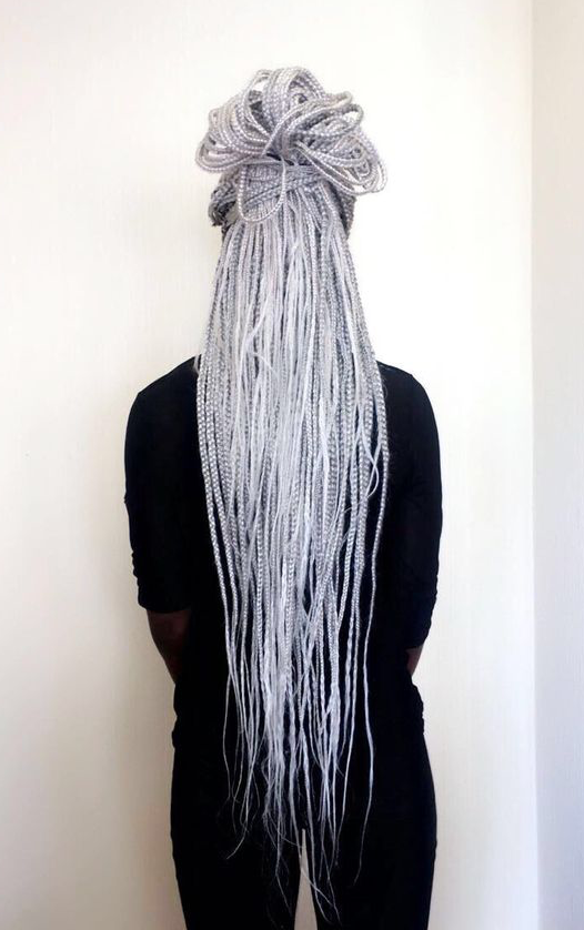 silvery white braids