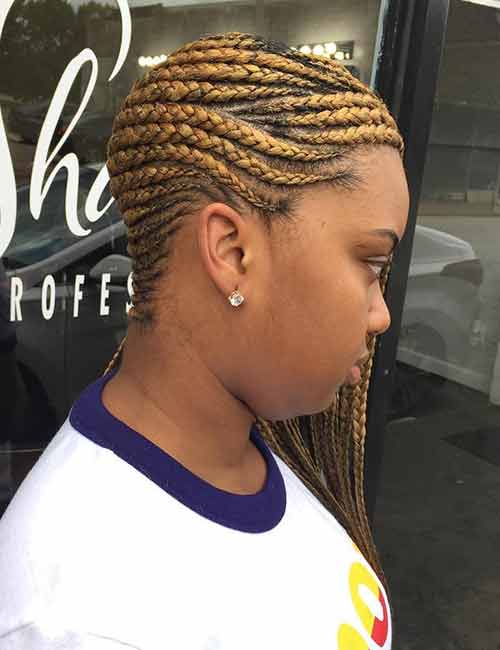 2. Horizontal Blonde Ghana Braids