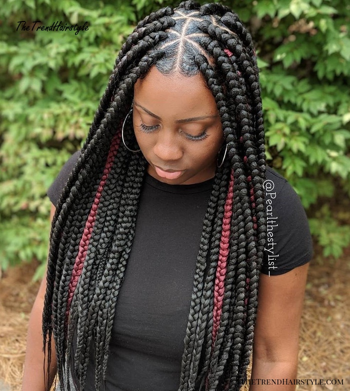 Black And Burgundy Triangle Braids