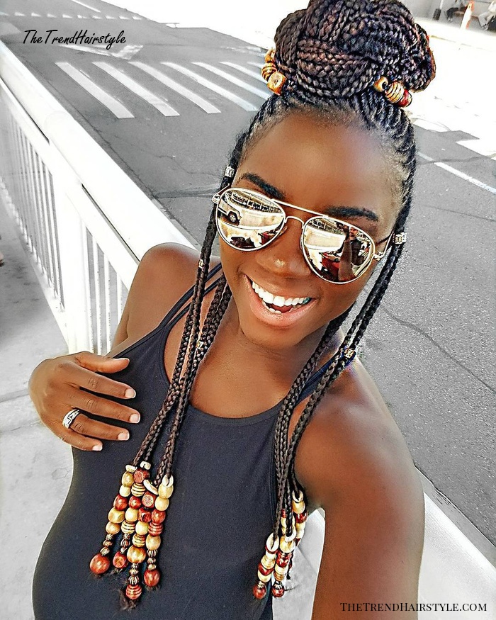 Braided Topknot With Beads