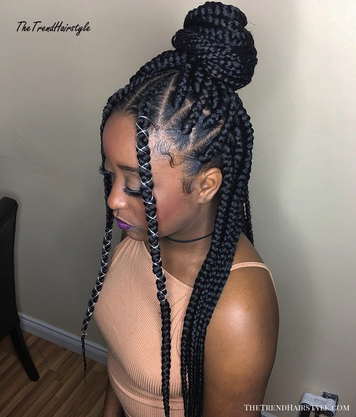 Bun Half Updo For Triangle Braids