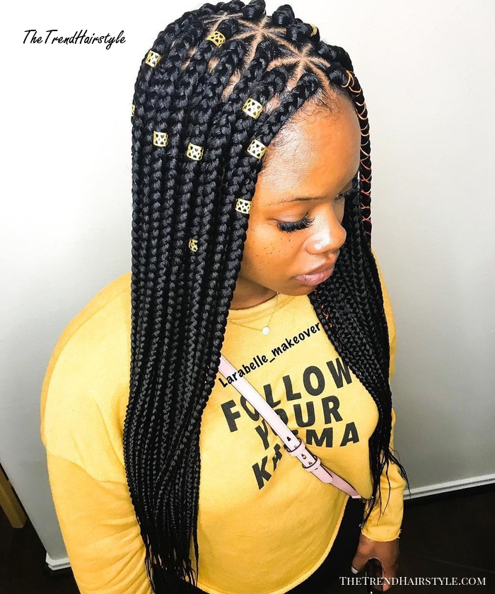 Long Black Triangle Box Braids