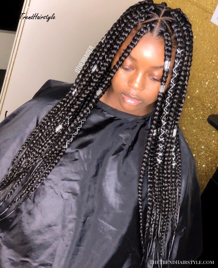 Long Medium Size Triangle Braids