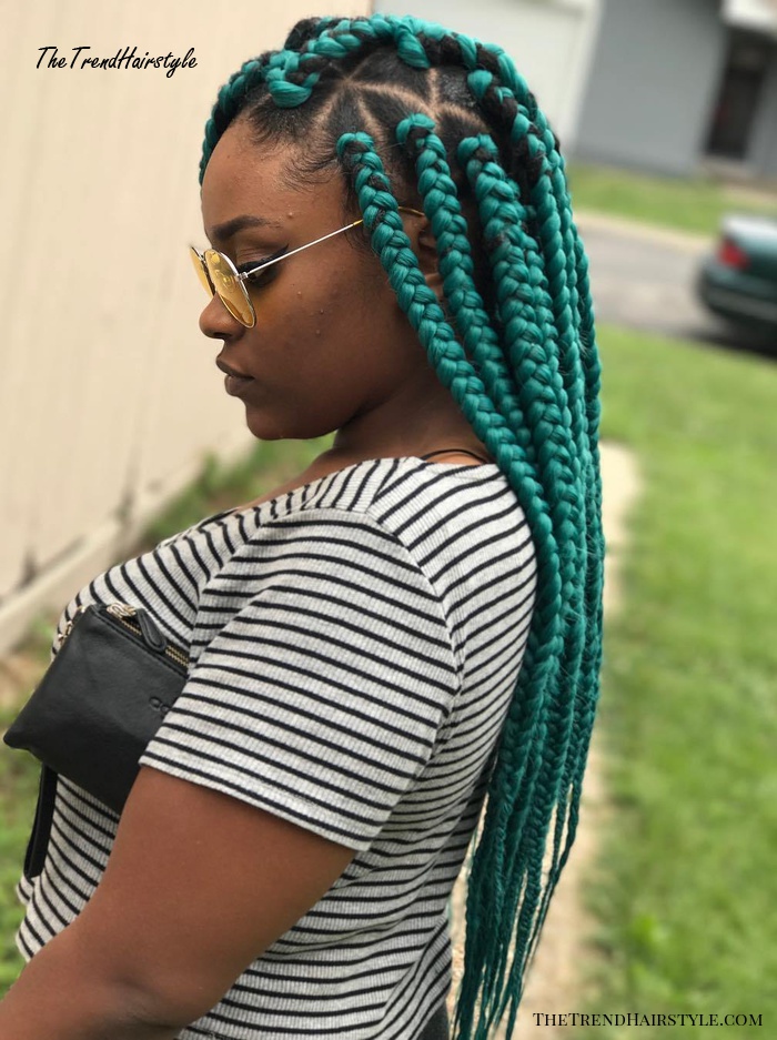 Medium Size Teal Triangle Braids