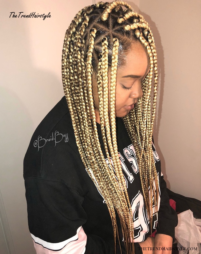 Metallic Blonde Combover Box Braids