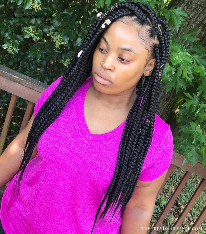 Side Swept Box Braids