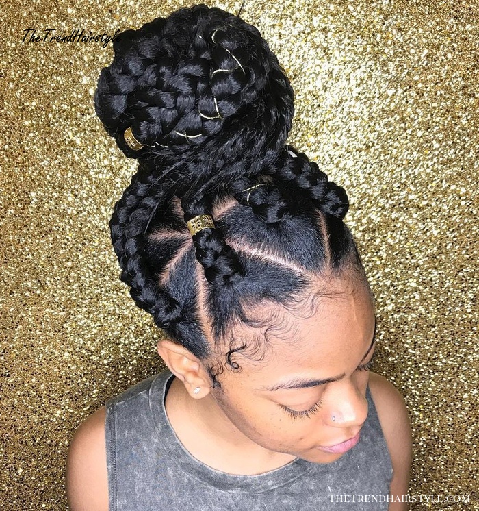 Thick Triangle Braids Updo