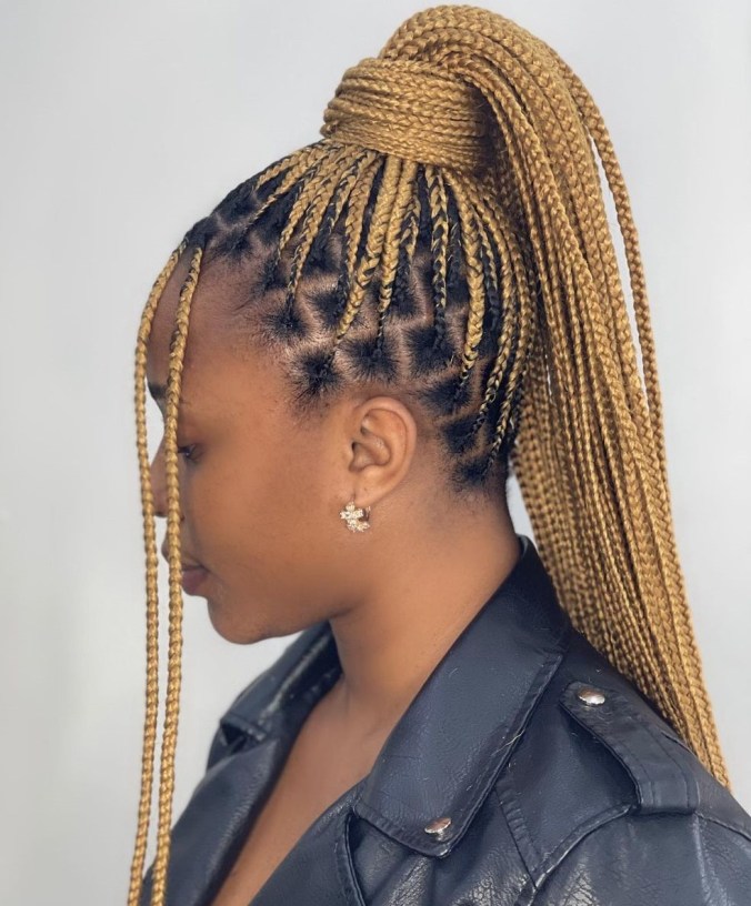 3 blonde ponytail knotless braids CRntuXBHGrc