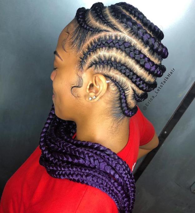 3 purple passion chunky braids