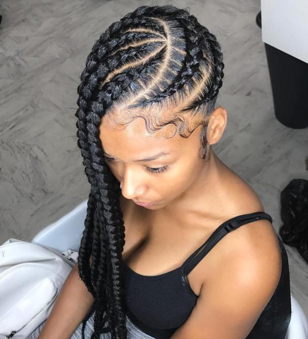 5 thick wheel pattern braids