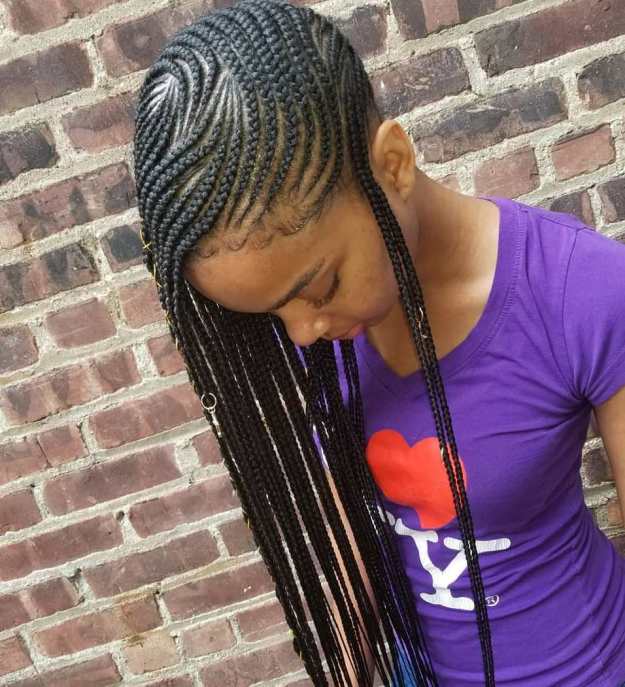 7 full scalp patterned side braids