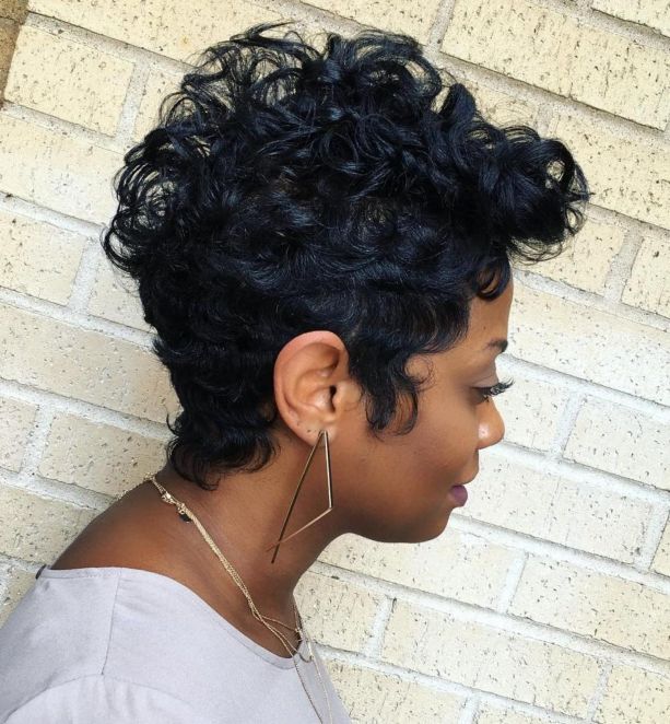 1 black curly Pixie hairstyle