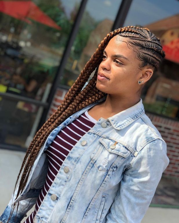 10 long side caramel goddess braids