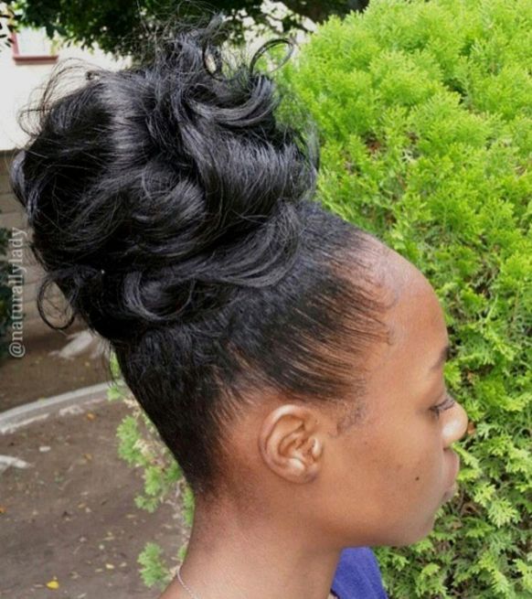 12 black curly bun updo