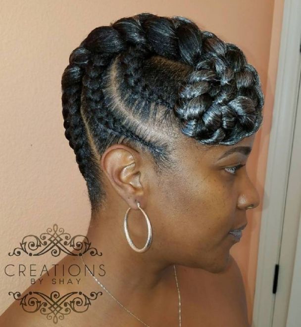 13 goddess braids updo with a side forehead bun