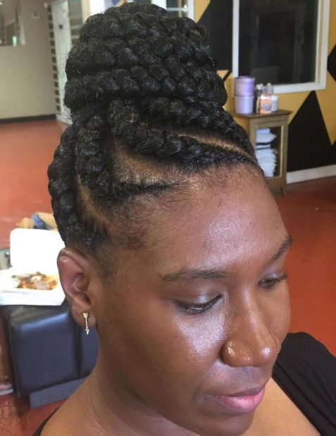 17 goddess braids updo with jumbo cornrows