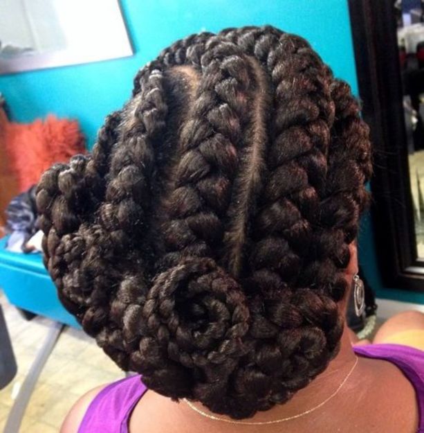 18 asymmetrical updo with goddess braids