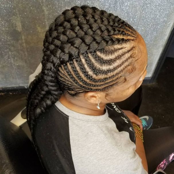 18 chunky mohawk braids with side cornrows