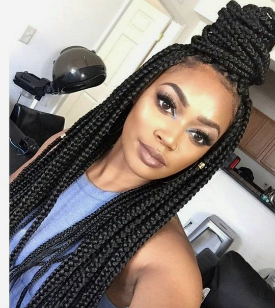 90 Box Braids Hairstyles for African American Styles 7 2 box braids updo