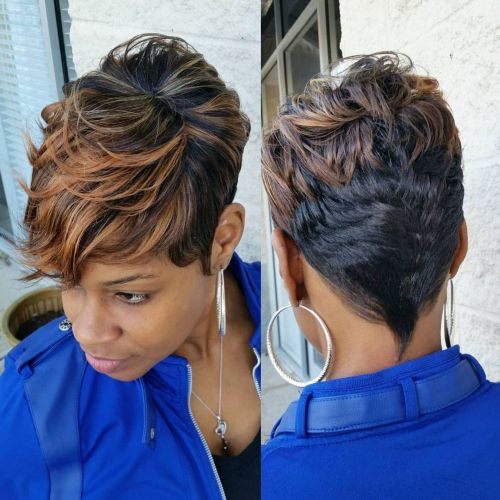 2 short black haircut with highlights