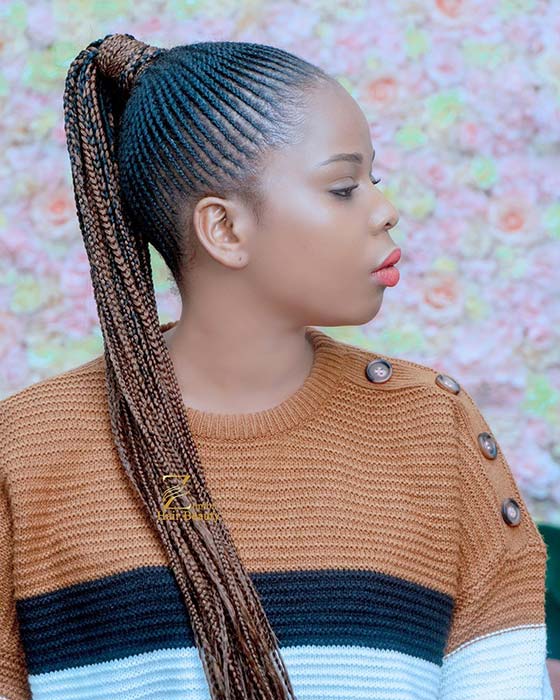 35 Best Ways to Wear Feed in Braids Ponytail For Black Ladies Styleafrika 1