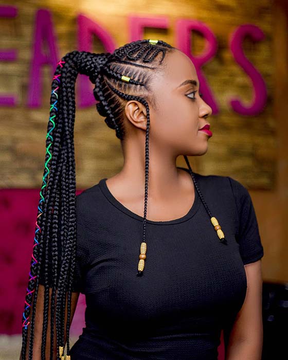 35 Best Ways to Wear Feed in Braids Ponytail For Black Ladies Styleafrika 4