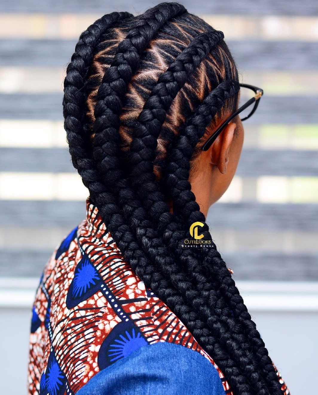 4 ghana braids with zig zag cornrows