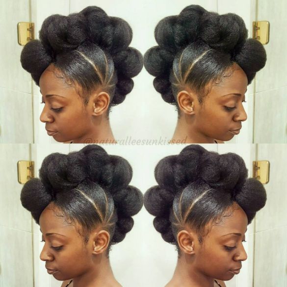 5 black knotted mohawk updo