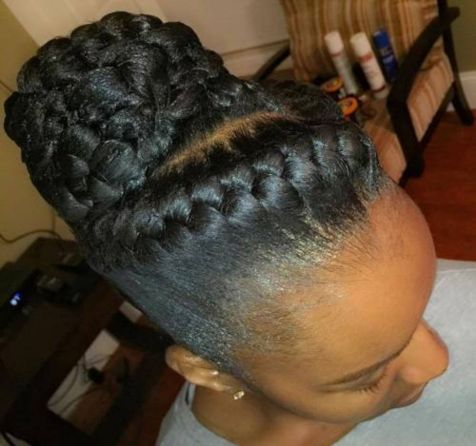 6 braided bun updo for black women