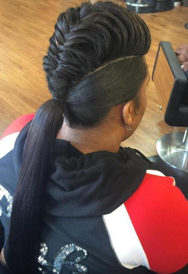 8 mohawk braid into pony for black women 1