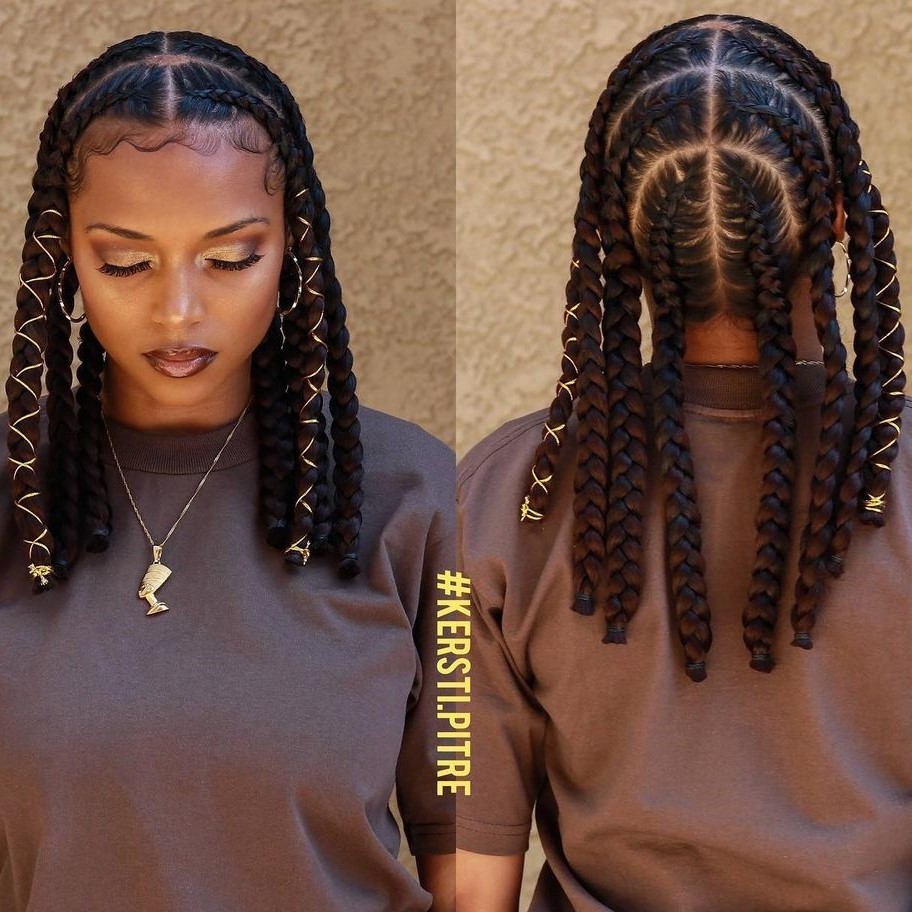 8 nigerian braids with a center part CQUq IDpaK