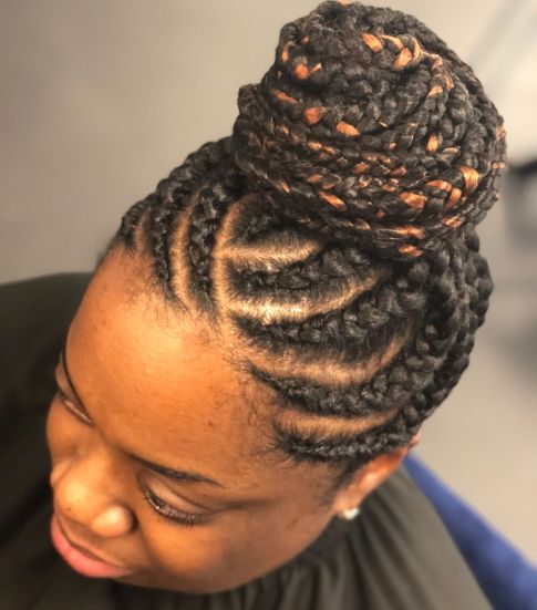 9 high braided bun with goddess braids