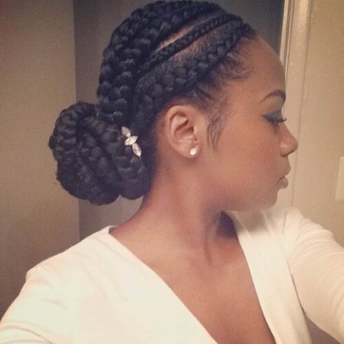 Accessorized Ghana Braids Bun