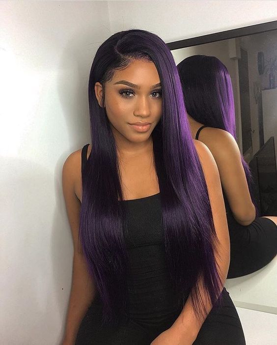 African Beauty Black Brown Love purple hair