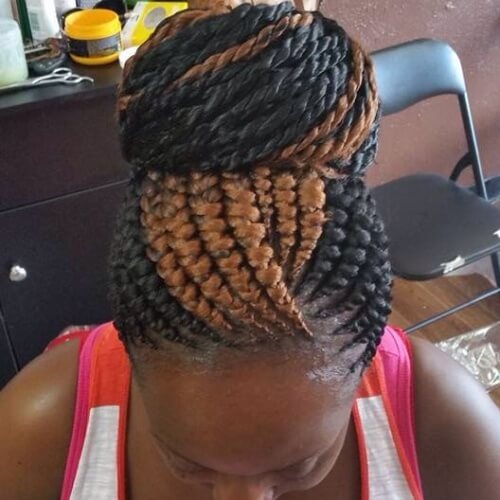 Bicolor Ghana Braids Updo