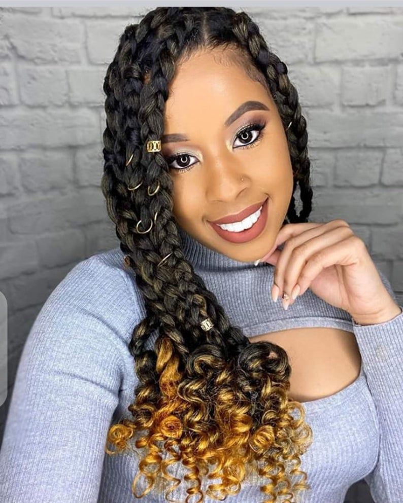 Big box braid with full lace curly tips