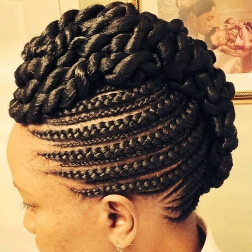 Elegant Ghana Braids Updo