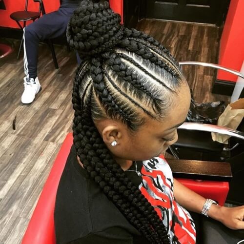 Half Up Ghana Braids Updo Hairstyles