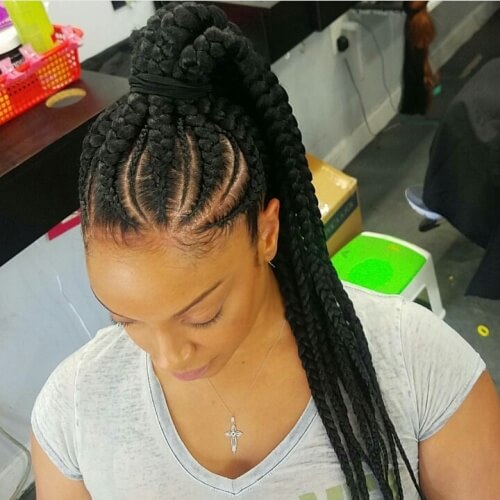 High Ghana Braids Ponytail