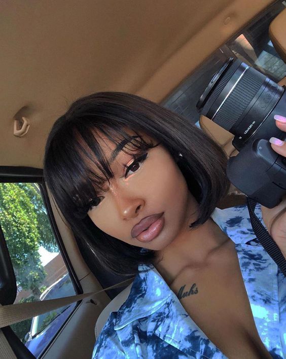 Lace Front Short Bob Wig Brazilian Virgin Human Hair Wigs With Bangs Remy Baby Hair For Women